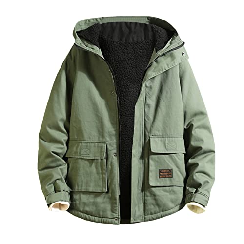 Norway Winterjacke Parka Herren Dick Warme Übergröße Steppjacke Winddichte Gefütterter Warmer Anorak Outdoor SKI Snowboard Jacke Mit Kapuze für den Winter M-5XL (03-Armeegrün, M) von PANGF