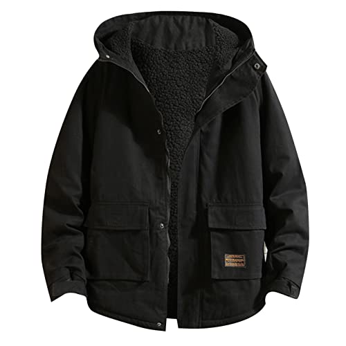 Norway Winterjacke Parka Herren Dick Warme Übergröße Steppjacke Winddichte Gefütterter Warmer Anorak Outdoor SKI Snowboard Jacke Mit Kapuze für den Winter M-5XL (04-Schwarz, 4XL) von PANGF