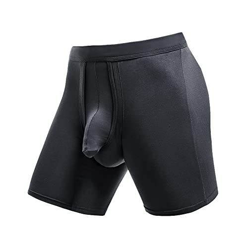 PANGF Boxershorts Herren Oversized High Waist Retroshorts Bein Verhindern Reibung Atmungsaktiv Sport Unterwäsche Lang Hosen Bulge Pouch Herren Unterhosen für Mann Boxer Shorts (03-Grau, 4XL) von PANGF