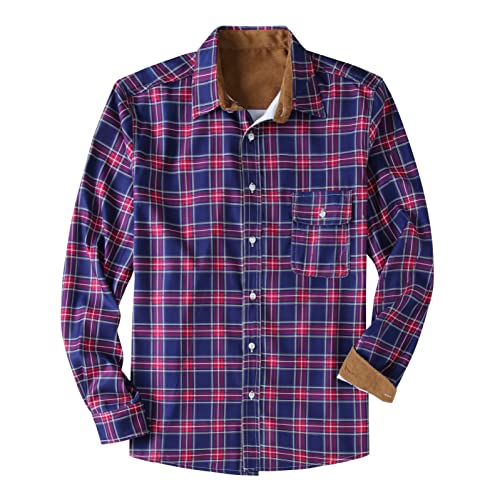 PANGF Freizeithemd Herren Neu Kariertes Hemd Basic Loose fit Langarmshirt Oberteile Karohemd Holzfällerhemd Verfügbar in Großen Größen Men Shirts Frühling Winter Herrenhemd Tops (#03-Blau, L) von PANGF