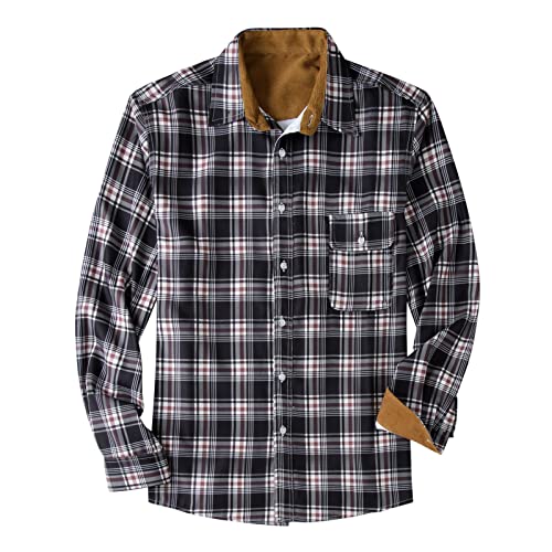 Freizeithemd Herren Neu Kariertes Hemd Basic Loose fit Langarmshirt Oberteile Karohemd Holzfällerhemd Verfügbar in Großen Größen Men Shirts Frühling Winter Herrenhemd Tops (#05-Kaffee, 5XL) von PANGF