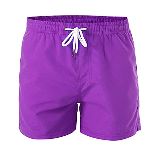 PANGF Herren Bodybuilding Gradient Strand Badehose Boxershorts, Sommer Kordelzug Schnelltrocknend Kurze Schwimmhose Wassersport Kurze Hose Herren Badehose. (Lila, 3XL) von PANGF