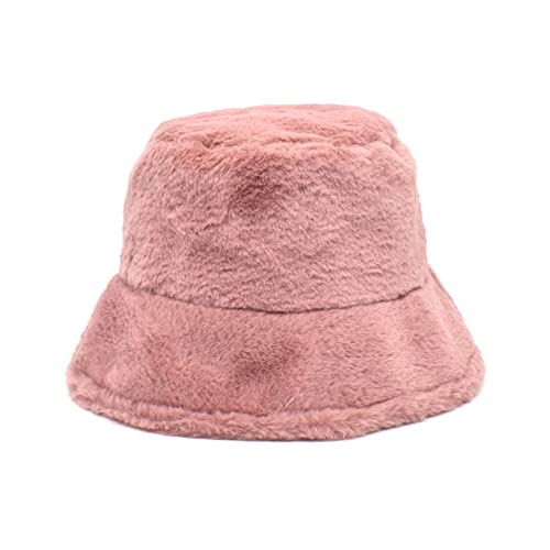 PANGHUBO Hut Fell Damen Einfarbiger Winter-Thermo-Winddichter Eimer-Fischerhut für Frauen für Frauen für Kette Blaues (Pink, M) von PANGHUBO