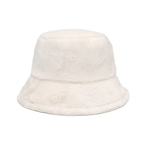 PANGHUBO Hut Fell Damen Einfarbiger Winter-Thermo-Winddichter Eimer-Fischerhut für Frauen für Frauen für Kette Blaues (White, M) von PANGHUBO