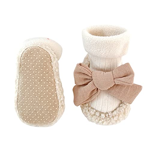 PANGHUBO Winterschuhe Herren Kinder Winterschuhe Boden verdickt im Herbst und Winter Kinder Cartoon Dispensing Baby Socken Schuhe Überziehschuhe (Beige, 6-12 Months) von PANGHUBO