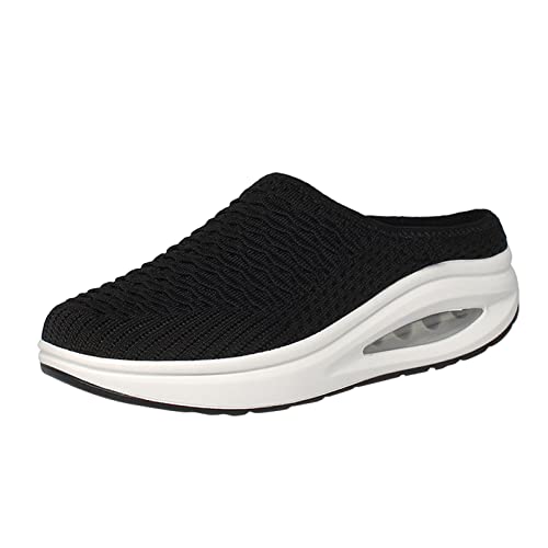 Damen Luftpolster Sportschuhe Mesh atmungsaktiv Damenschuhe Einfarbig Schaukelboden Freizeitschuhe Hohl Atmungsaktiv Mode Flachboden Schaukelschuhe Damen Turnschuhe Atmungsaktives Mesh Laufschuhe von PANNY