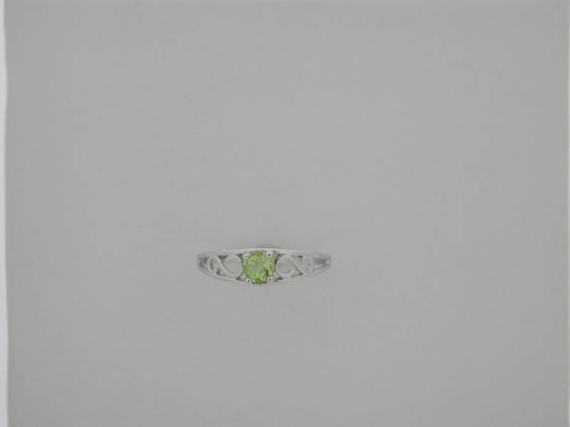 Babyring Mit Natürlichen Peridot Massiv 14Kt Weißgold von PANOHA