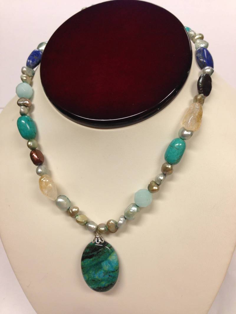 Halskette Und Armband Set Mit Natursteinen 925 Sterling Silber von PANOHA