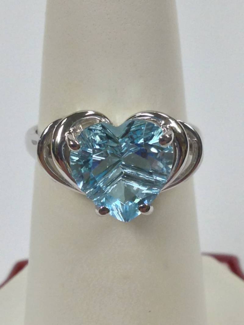 Herzform Natürliche Blaue Topas Ring 925 Sterling Silber. Dezember Geburtsstein von PANOHA