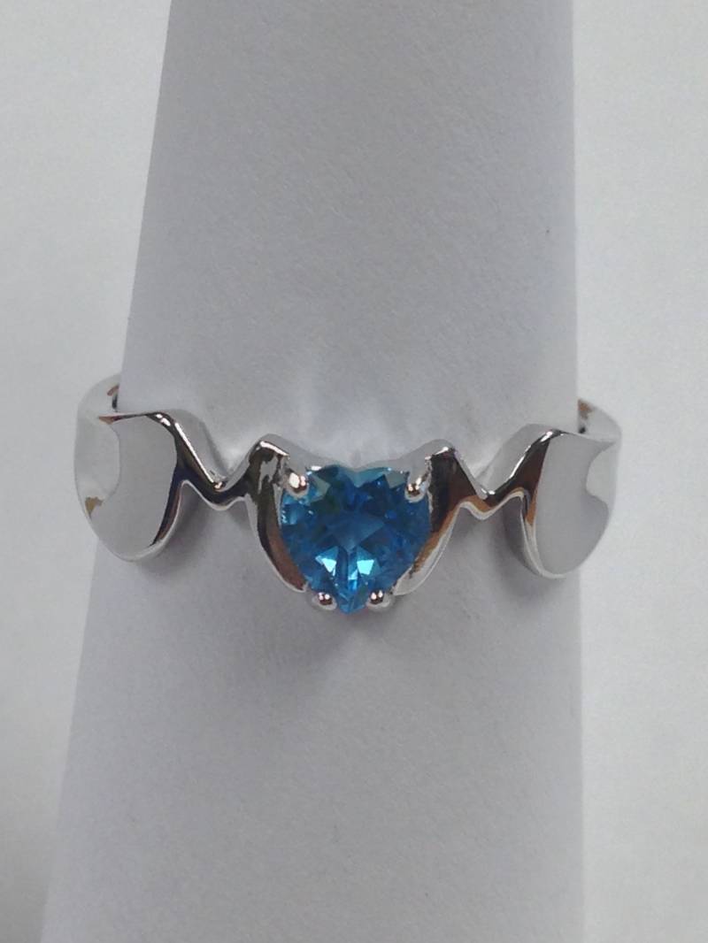 Mom Ring Mit Herzform Natürlichen Blautopas in 925 Sterling Silber von PANOHA