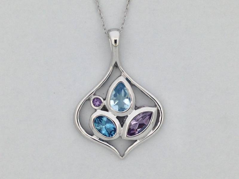 Natürliche Multi-Color Steine Anhänger 925 Sterling Silber von PANOHA