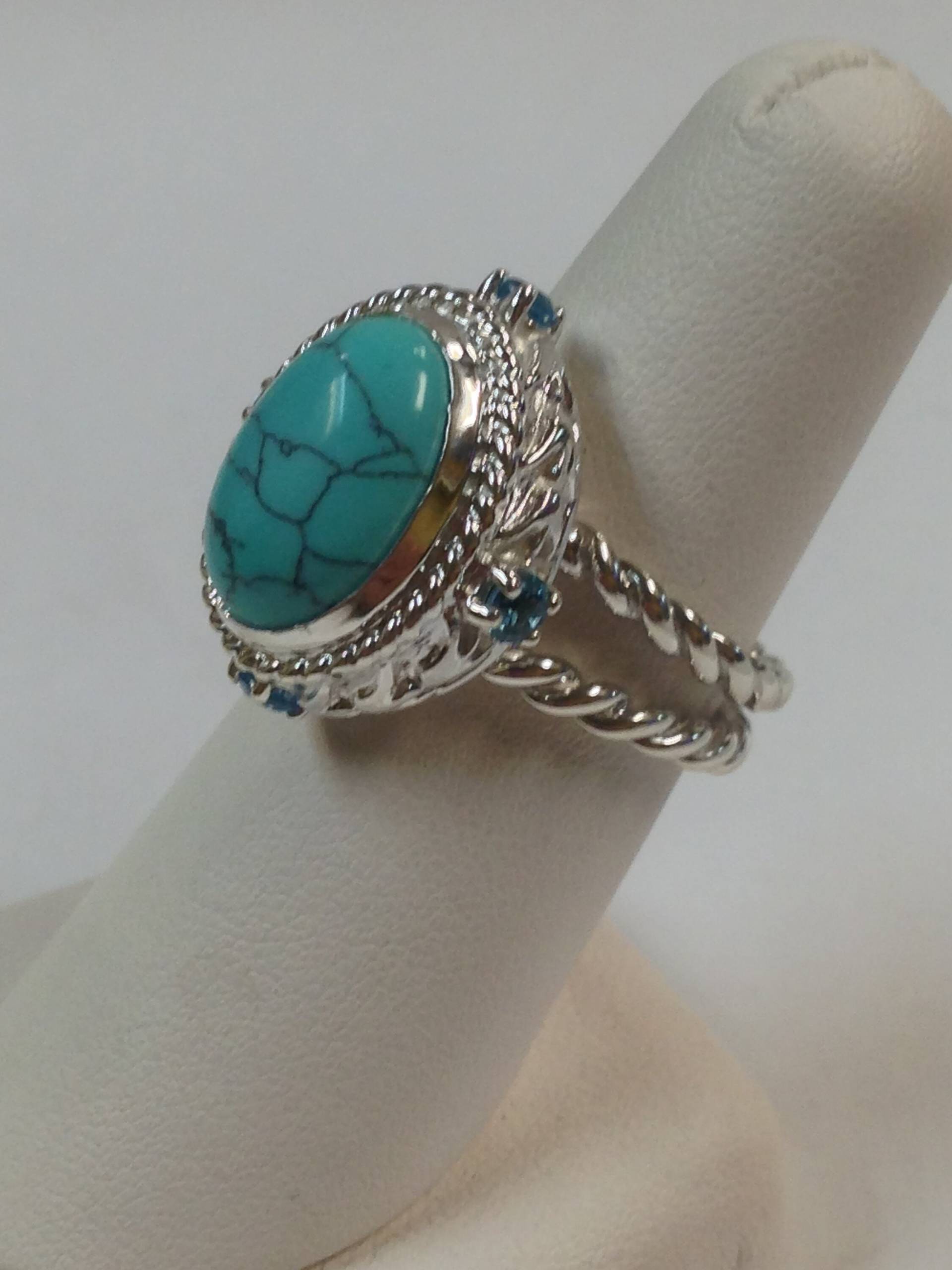 Natürlicher Türkis Mit Natürlichem Blautopas Ring in 925 Sterling Silber von PANOHA