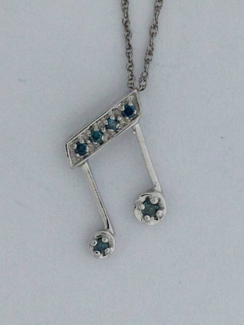 Note Anhänger Natürliche Blue Diamond Solid 10Kt Weißgold von PANOHA