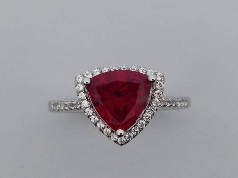 Rubin Mit Weißen Saphir Ring 925 Sterling Silber von PANOHA