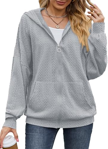 PANOZON Damen Hoodie Sweatjacke Kapuzenpullover Langarm Sweatshirt Kapuzenjacke Cropped Jacke mit Reißverschluss Grau 2XL PANOZON Damen Hoodie Sweatjacke Kapuzenpullover Langarm Sweatshirt Kapuzenjacke Cropped Jacke mit Reißverschluss Grau 2XL von PANOZON