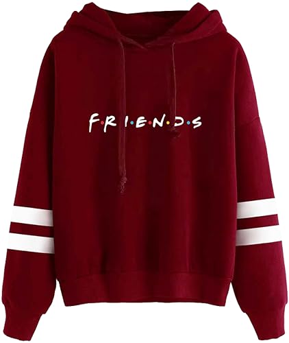 PANOZON Damen einfarbig Hoodie von TV Series Friends Kapuzenpullover mit Freunde Logo Outwear(rot,XL) von PANOZON