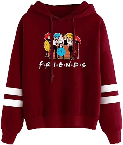 PANOZON Damen einfarbig Hoodie von TV Series Friends Kapuzenpullover mit Freunde Logo Outwear(rot2,S) von PANOZON