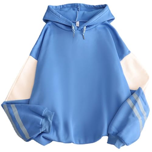 PANOZON Damen Kapuzenpullover Y2K KPOP Hoodie Mit Kapuze Fleecepullover Fleece Streetwear Winter Pullover Blau 3XL von PANOZON