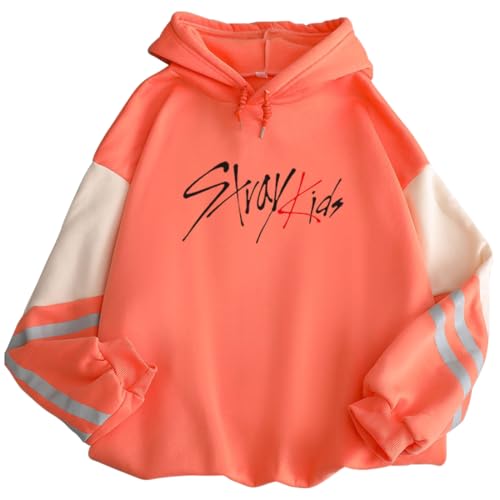 PANOZON Damen Stray Kids Kapuzenpullover Y2K KPOP Hoodie Mit Kapuze Dicke Fleecepullover Fleece Streetwear Winter Pullover Hellrosa 2XL von PANOZON