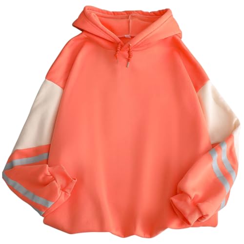PANOZON Damen Kapuzenpullover Y2K KPOP Hoodie Mit Kapuze Fleecepullover Fleece Streetwear Winter Pullover Hellrosa 3XL von PANOZON