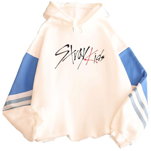 PANOZON Damen Stray Kids Kapuzenpullover Y2K KPOP Hoodie Mit Kapuze Dicke Fleecepullover Fleece Streetwear Winter Pullover Weiß M von PANOZON