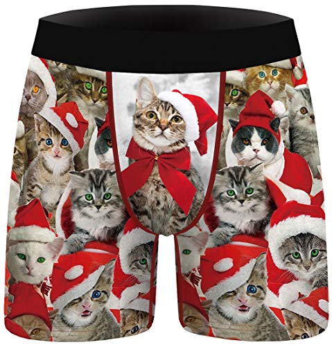 PANOZON Herren Boxershorts 1-Pack Weiche und Ideale Passform Unterwäsche von Weihnachten (Katze013,2XL) von PANOZON