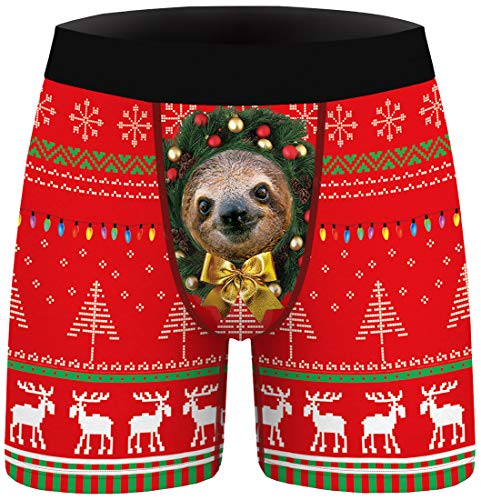 PANOZON Herren Boxershorts 1-Pack Weiche und Ideale Passform Unterwäsche von Weihnachten (Rot016,XL) von PANOZON