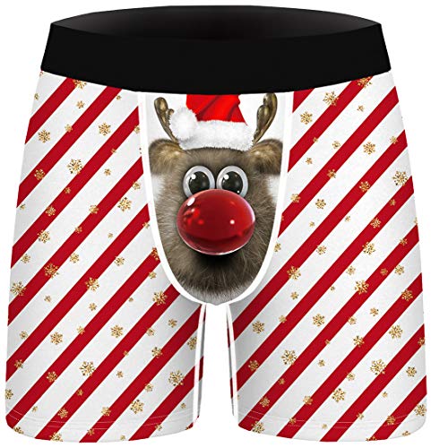 PANOZON Herren Boxershorts 1-Pack Weiche und Ideale Passform Unterwäsche von Weihnachten (Weiss009,2XL) von PANOZON