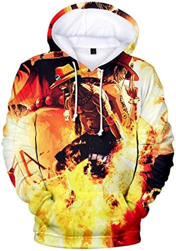 PANOZON Herren Gummimann Hoodie mit 3D Aufdruck janpanische Piraterie Anime Kapuzenpullover(A0241,XL) von PANOZON