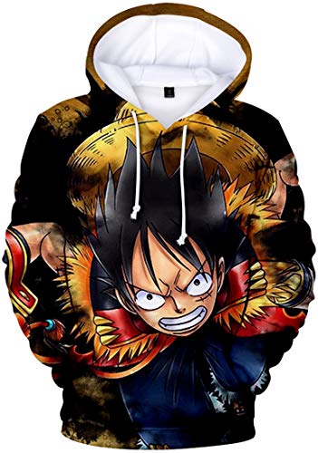 PANOZON Herren Gummimann Hoodie mit 3D Aufdruck janpanische Piraterie Anime Kapuzenpullover(L0427,M) von PANOZON