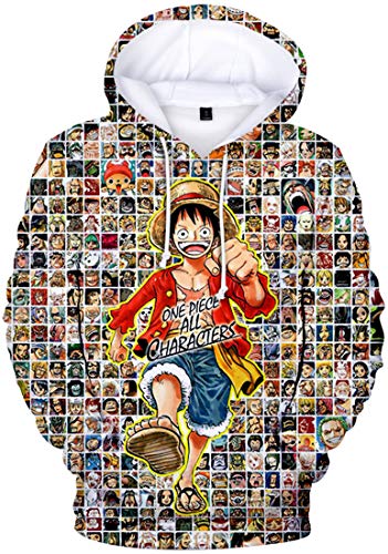 PANOZON Herren Gummimann Hoodie mit 3D Aufdruck janpanische Piraterie Anime Kapuzenpullover(L4326,L) von PANOZON