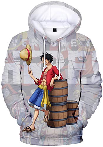 PANOZON Herren Gummimann Hoodie mit 3D Aufdruck janpanische Piraterie Anime Kapuzenpullover(L4432,S) von PANOZON