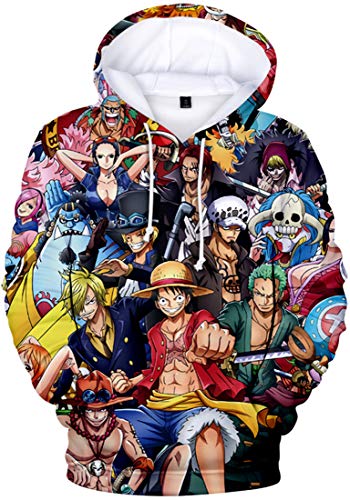 PANOZON Herren Gummimann Hoodie mit 3D Aufdruck janpanische Piraterie Anime Kapuzenpullover(OP4452,M) von PANOZON