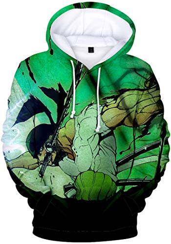 PANOZON Herren Gummimann Hoodie mit 3D Aufdruck janpanische Piraterie Anime Kapuzenpullover(Z1344,S) von PANOZON