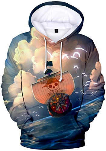 PANOZON Herren Gummimann Hoodie mit 3D Aufdruck janpanische Piraterie Anime Kapuzenpullover(K0246,L) von PANOZON