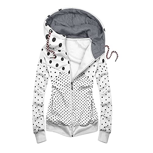 PANPANY Pullover für Frauen Hooded Pullover Damen Zip Sweatshirt Oversized Baumwolle Kordelzug Jacket Damen Sweatjacke Rundhals Oberteil Hoodie Casual Langarmshirt Soft Sweats von PANPANY