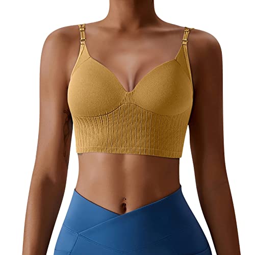 PANPANY Sport BH Damen Ohne Bügel BH Rückenfreies Sport Bra Push Up Bustier Spaghettiträger Crossback Sport Bra Crop Top für Yoga Fitness von PANPANY