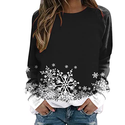 PANPANY Weihnachtsoutfit Für Damen Oberteile Sweatshirt mit Muster Raglanärmeln Weihnachten Langarm Herbst Winter Buchstabe Rundhals Lässig Christmas Schneeflocke Weihnachtsmann niedlichem Tops von PANPANY