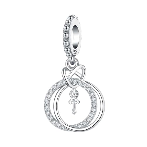 PANPOKI 925 Sterling Silber Charms Anhänger für Armband Charm Geschenk für Liebhaber Freunde Kompatibel mit Europäischen Armbändern (Ringkreuz charms) von PANPOKI