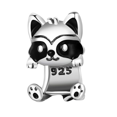PANPOKI Beads Charms Anhänger 925 Sterling Silber Pendant für Europäische Armbänder und Halsketten Armband Anhänger & Beads für Damen (Waschbär Charms) von PANPOKI