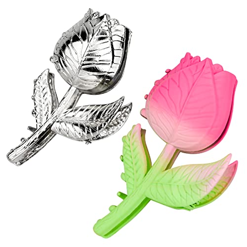 2 Stück Krallen Clips Haarklammern Tulpen Große Haarspange aus Metall Große Rutschfest Haarkralle Starker Halt Haarspangen Haarschmuck für Frauen Mädchen Dickes Dünnes Haar(Silber + Rosa) von PANSYFEN