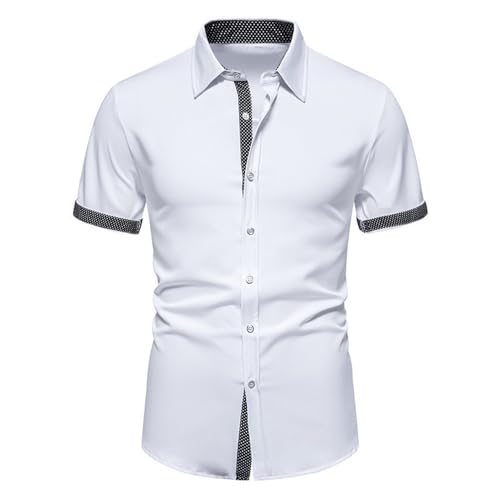 Freizeithemden Für Herren Regular Fit Leichte Atmungsaktiv Kurzarm Jugend Business Modern Mode Shirt Knopfleiste Klassisch Tops I-Black L von PANVER