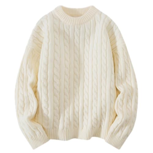 PANVER Basic Sweater Herren Jugend Temperament Mode Knit Sweater Herren Langarm Pullover Herren Casual Warm Komfortabel Langarm Sweater Herren A-White M von PANVER
