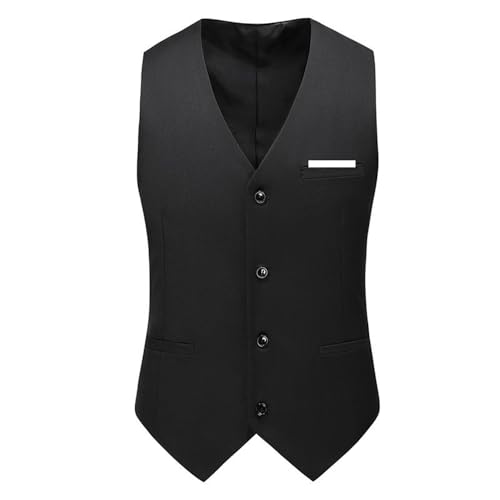 PANVER Basic Weste Herren Leichte Trend Komfortable Anzug Weste Herren Bankett Party Mode Weste Herren Regular Fit Business Casual Blazer Weste Herren G-Black 5XL von PANVER