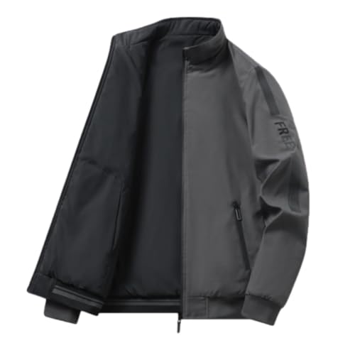 PANVER Jacke Herren Draussen Klassisch All-Match Kältejacke Herren Warm Komfortable Mode Übergangsjacke Herren Casual Temperament Trend Langarm Jacke Herren H-Grey 4XL von PANVER