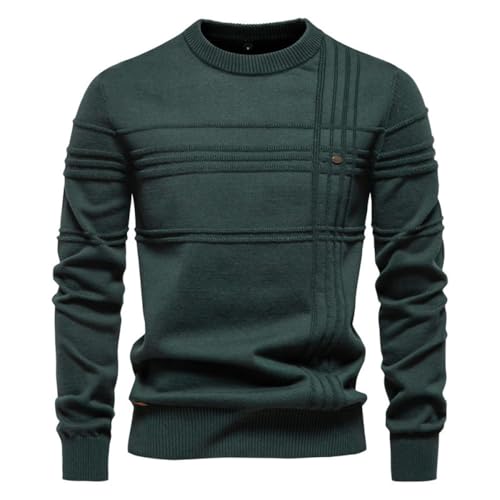PANVER Sweater Herren Casual Weich Atmungsaktiv Langarm Sweater Herren Slim Fit Komfortabel Warm Gestrickter Tops Herren Temperament Klassisch Mode Knit Sweater Herren I-Green XXL von PANVER