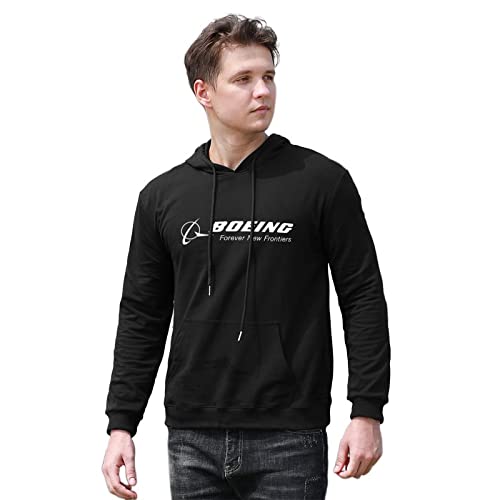 PANZI Men's Boeing Mens Outdoor Graphic Aviation Inspired Printed Pullover Hoodies Cotton Hoody Top Black L von PANZI