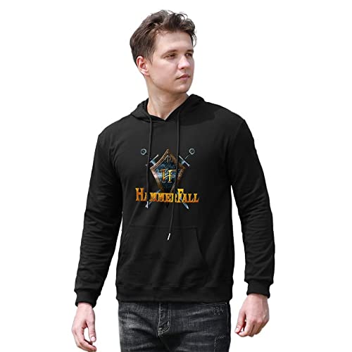 PANZI Men's HammerFall Logo Printed Pullover Hoodies Cotton Hoody Top Black M von PANZI