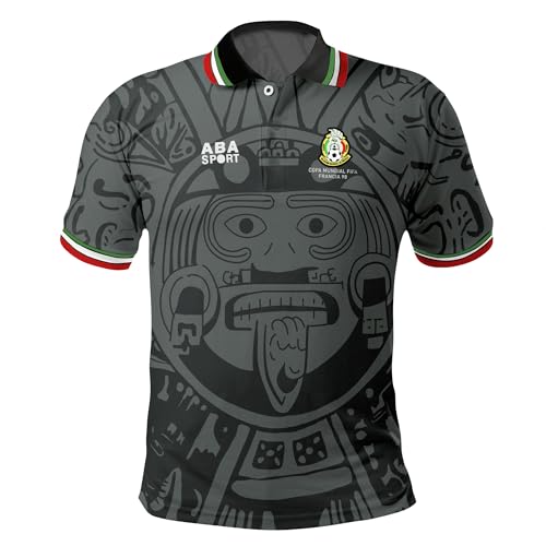 Mexiko Schwarz Retro Trikot Mexiko Retro 1998 Futbol Trikot Mexiko Mexikanischer Fußball Playeras Negras de Selección Mexicana, Schwarz, L von PAP Products