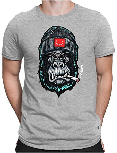 PAPAYANA - Angry Ape - Herren Fun T-Shirt - Regular Fit - AFFE Gorilla of Duty - Grau Meliert - 4XL von PAPAYANA